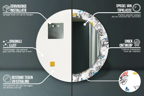 Lustro ścienne dekoracyjne okrągłe Motyl