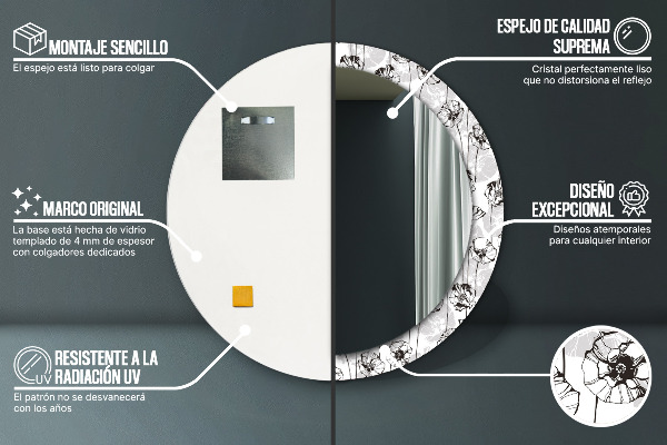 Lustro ścienne dekoracyjne okrągłe Kwiaty maki