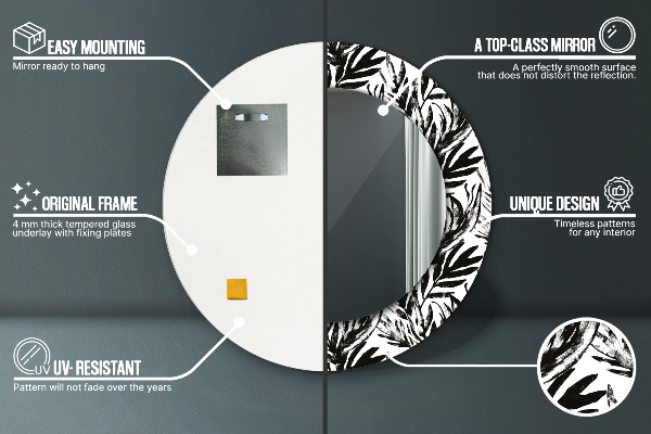 Lustro ramka z nadrukiem okrągłe Monstera