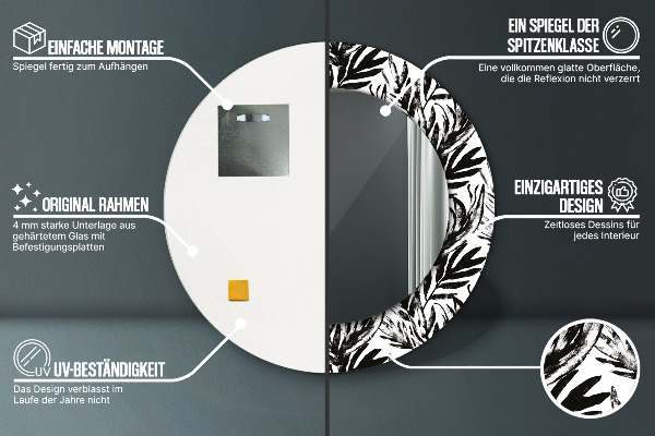 Lustro ramka z nadrukiem okrągłe Monstera