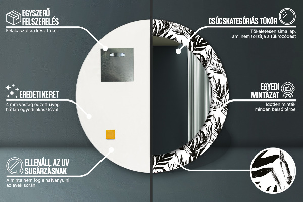 Lustro ramka z nadrukiem okrągłe Monstera