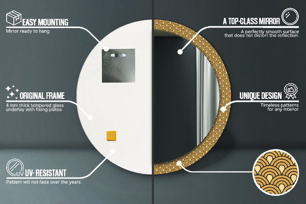 Lustro ścienne dekoracyjne okrągłe Deco vintage