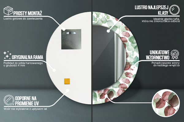 Lustro ścienne dekoracyjne okrągłe Eucaliptus