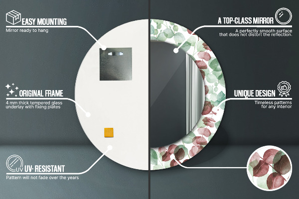 Lustro ścienne dekoracyjne okrągłe Eucaliptus