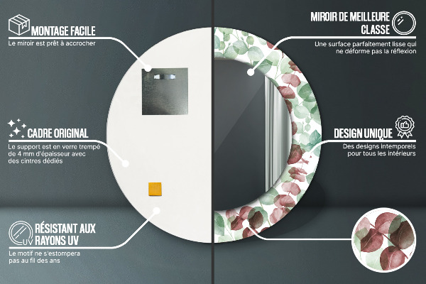 Lustro ścienne dekoracyjne okrągłe Eucaliptus