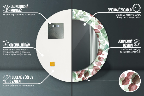 Lustro ścienne dekoracyjne okrągłe Eucaliptus