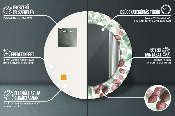 Lustro ścienne dekoracyjne okrągłe Eucaliptus