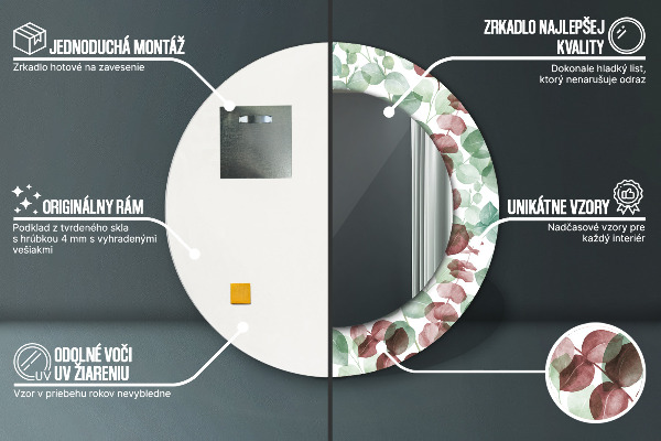 Lustro ścienne dekoracyjne okrągłe Eucaliptus