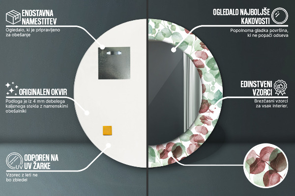 Lustro ścienne dekoracyjne okrągłe Eucaliptus