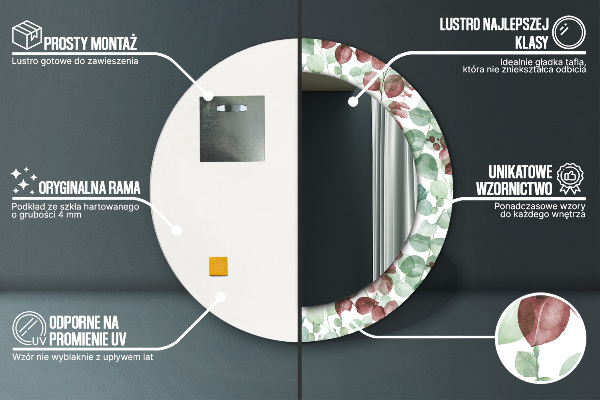 Lustro ścienne dekoracyjne okrągłe Eucaliptus