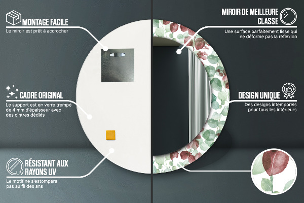 Lustro ścienne dekoracyjne okrągłe Eucaliptus