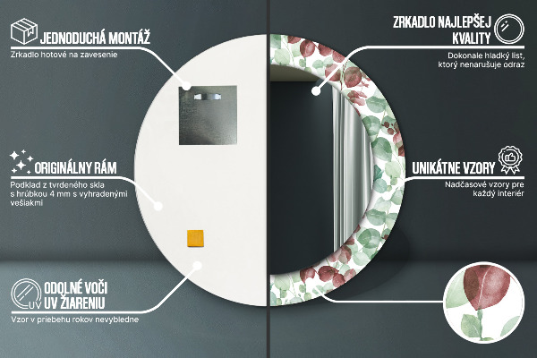 Lustro ścienne dekoracyjne okrągłe Eucaliptus