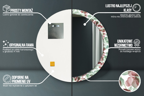 Lustro ścienne dekoracyjne okrągłe Eucaliptus