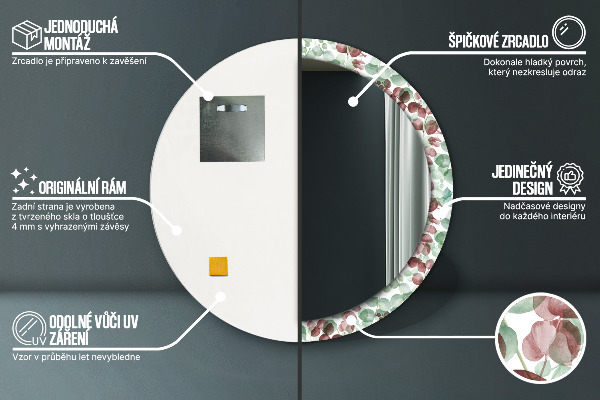 Lustro ścienne dekoracyjne okrągłe Eucaliptus