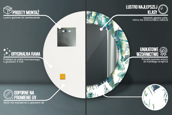 Lustro ścienne dekoracyjne okrągłe Liście