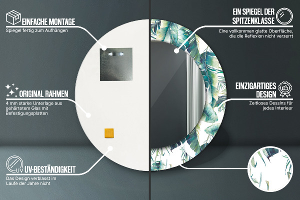 Lustro ścienne dekoracyjne okrągłe Liście