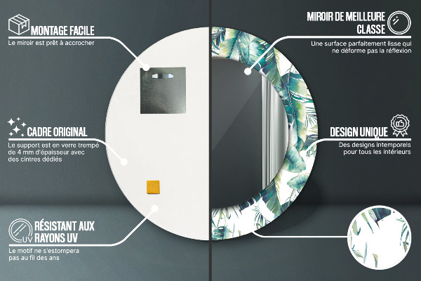 Lustro ścienne dekoracyjne okrągłe Liście