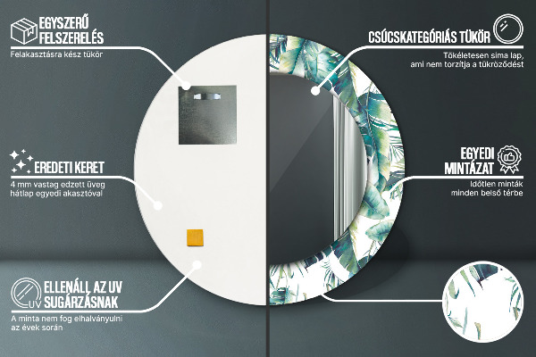 Lustro ścienne dekoracyjne okrągłe Liście