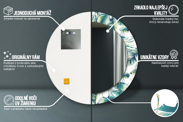 Lustro ścienne dekoracyjne okrągłe Liście