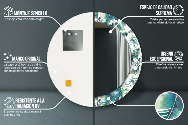 Lustro ścienne dekoracyjne okrągłe Liście