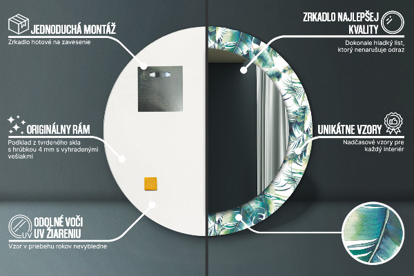 Lustro ścienne dekoracyjne okrągłe Liście