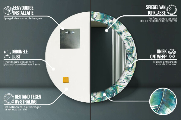 Lustro ścienne dekoracyjne okrągłe Liście