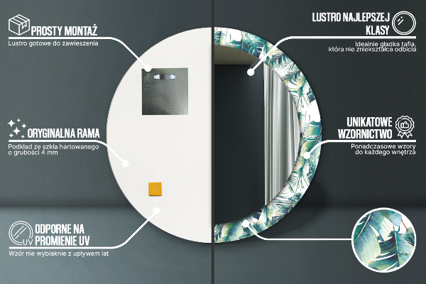 Lustro ścienne dekoracyjne okrągłe Liście