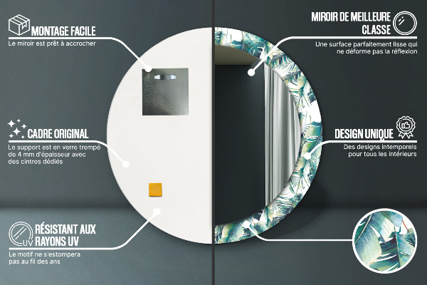 Lustro ścienne dekoracyjne okrągłe Liście