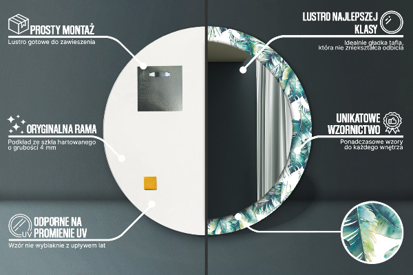 Lustro ścienne dekoracyjne okrągłe Liście