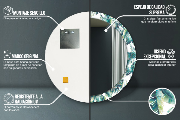 Lustro ścienne dekoracyjne okrągłe Liście