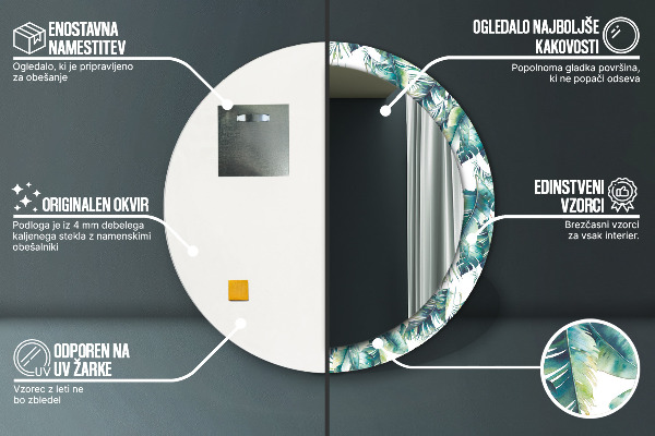 Lustro ścienne dekoracyjne okrągłe Liście