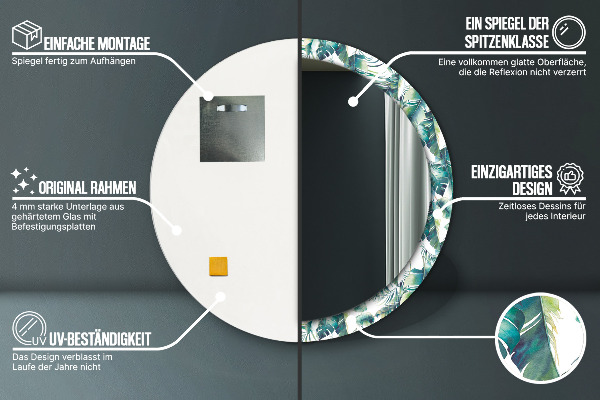 Lustro ścienne dekoracyjne okrągłe Liście