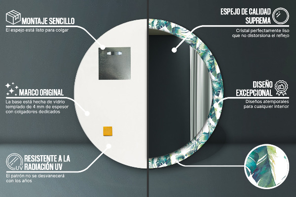 Lustro ścienne dekoracyjne okrągłe Liście