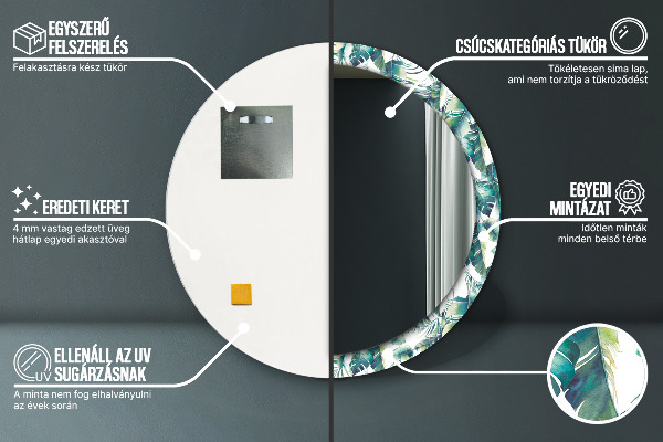 Lustro ścienne dekoracyjne okrągłe Liście