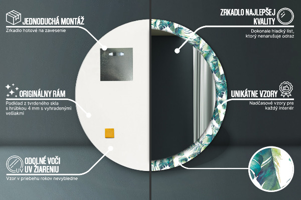 Lustro ścienne dekoracyjne okrągłe Liście