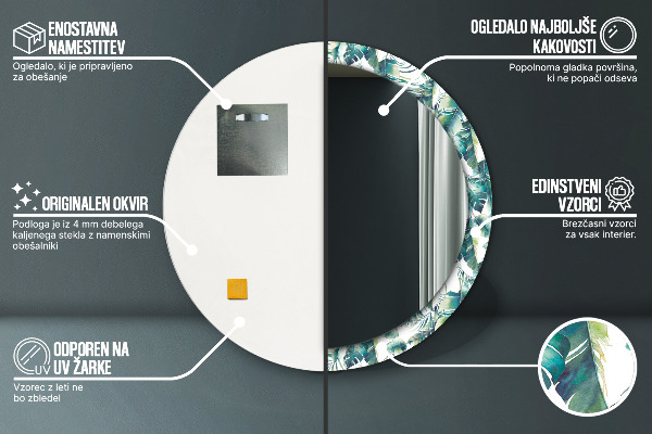 Lustro ścienne dekoracyjne okrągłe Liście