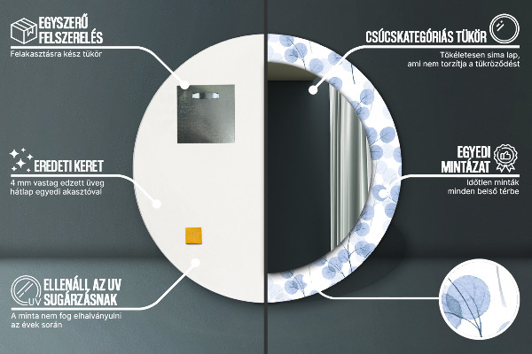 Lustro ścienne dekoracyjne okrągłe Gałęzie liście