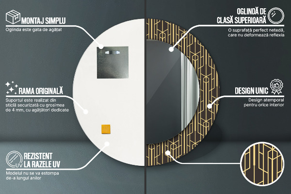 Lustro z drukowaną ramką okrągłe Abstrakcyjna