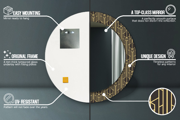 Lustro z drukowaną ramką okrągłe Abstrakcyjna