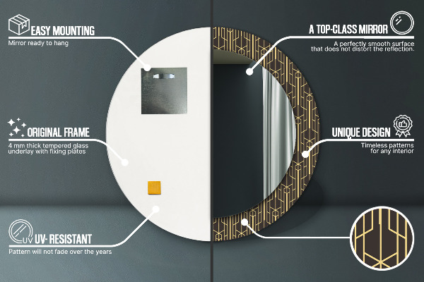 Lustro z drukowaną ramką okrągłe Abstrakcyjna