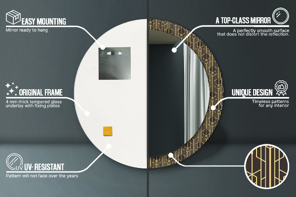 Lustro z drukowaną ramką okrągłe Abstrakcyjna