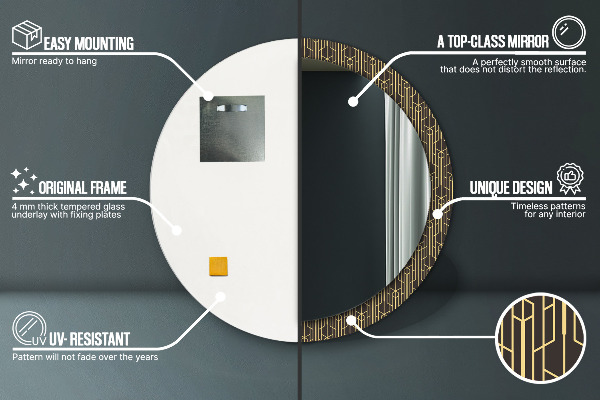 Lustro z drukowaną ramką okrągłe Abstrakcyjna