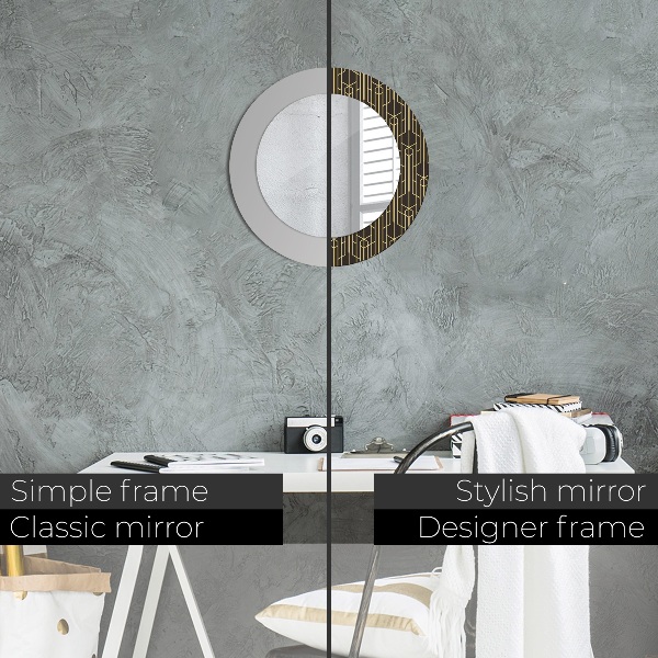 Lustro z drukowaną ramką okrągłe Abstrakcyjna