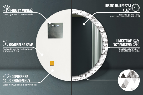 Lustro ścienne dekoracyjne okrągłe Tęczowy trójkąt