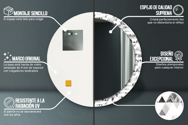 Lustro ścienne dekoracyjne okrągłe Tęczowy trójkąt