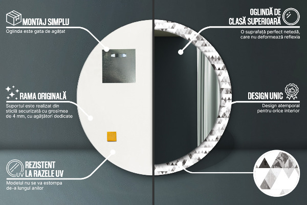 Lustro ścienne dekoracyjne okrągłe Tęczowy trójkąt