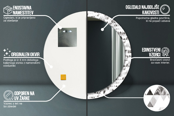 Lustro ścienne dekoracyjne okrągłe Tęczowy trójkąt