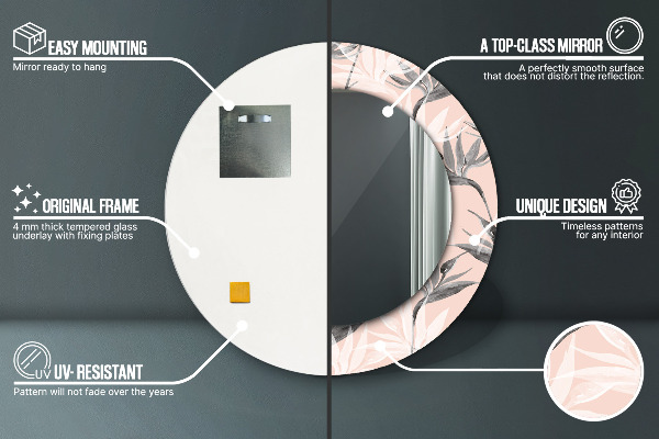 Lustro ścienne dekoracyjne okrągłe Raj dla ptaków