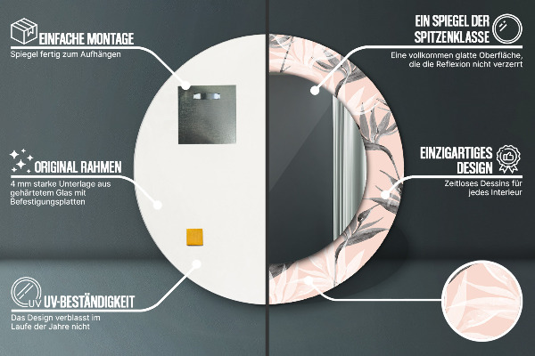 Lustro ścienne dekoracyjne okrągłe Raj dla ptaków