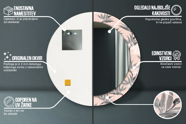 Lustro ścienne dekoracyjne okrągłe Raj dla ptaków